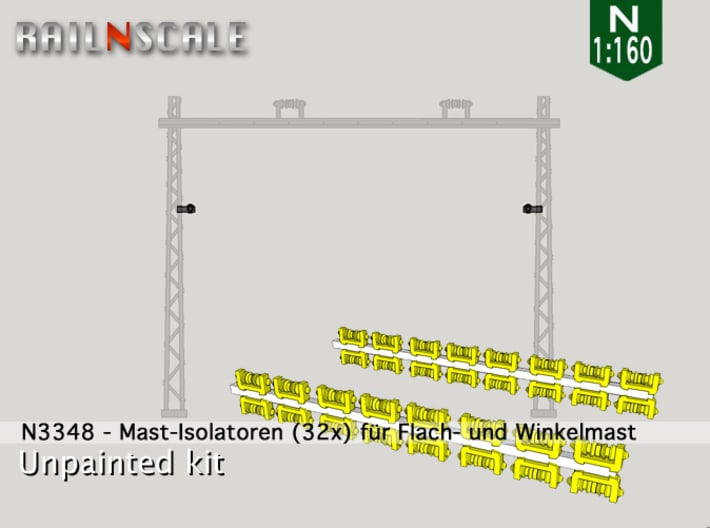 32x Isolatoren für Masten (N 1:160) 3d printed