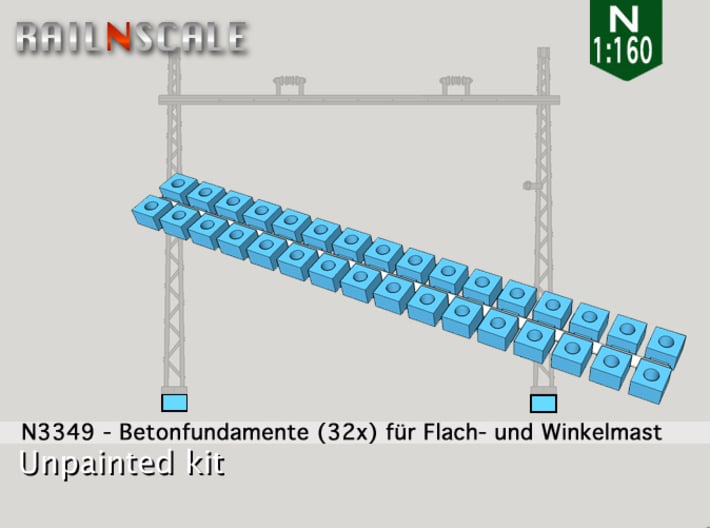32x Betonfundamente (Oberleitung N 1:160) 3d printed