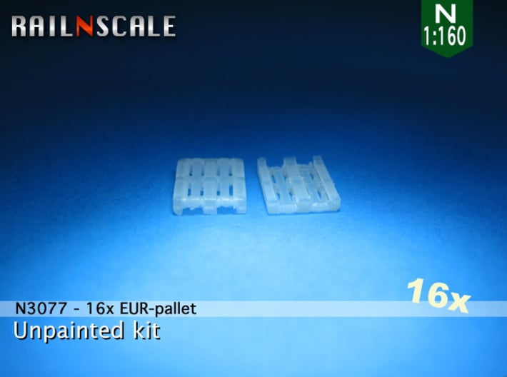 16x EUR-pallet (N 1:160) 3d printed 