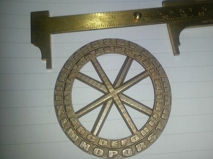 Secret Decoder Wheel Pendant 3d printed Stainless Steel Option has a great feel
