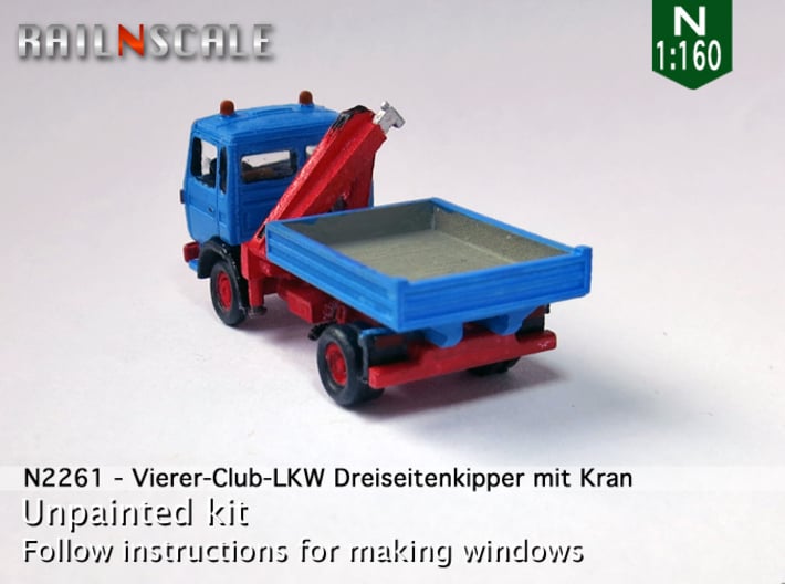 Vierer-Club-LKW Dreiseitenkipper mit Kran (N 1:160 3d printed 