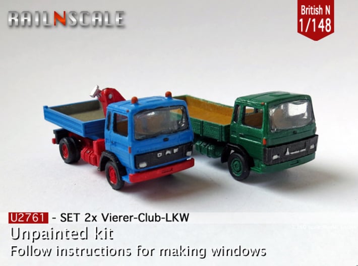 SET 2x Club-of-4 lorries (British N 1:148) 3d printed