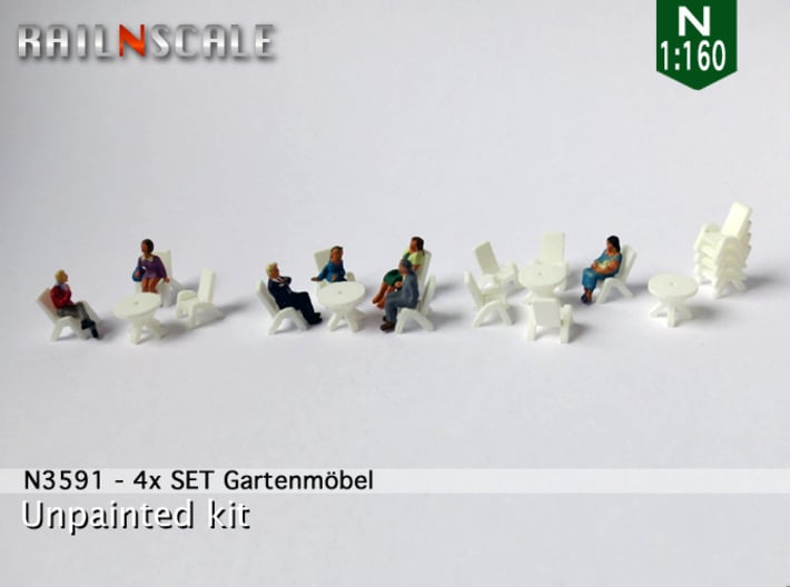 4x SET Gartenmöbel (N 1:160) 3d printed