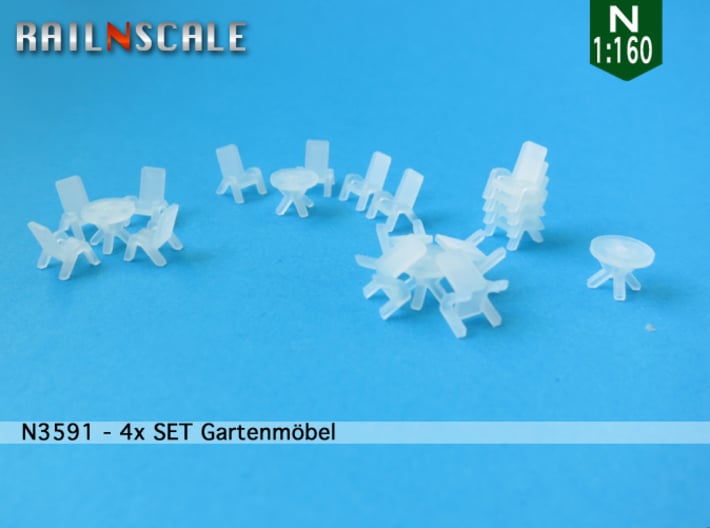 4x SET Gartenmöbel (N 1:160) 3d printed 