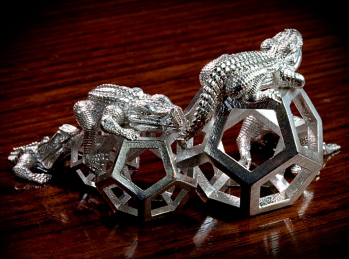 Reptiles & Dodecahedra mini sculpture Fine Art top 3d printed 100mm back side photo.