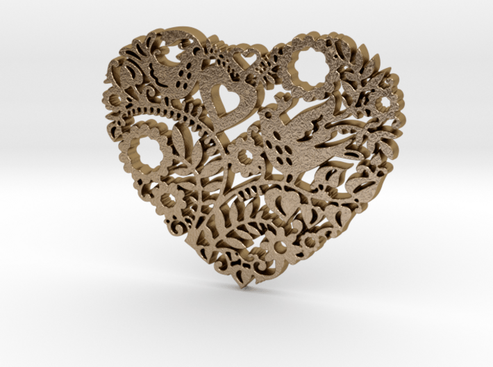 Two Birds in a Heart's Garden - Amour 3d printed