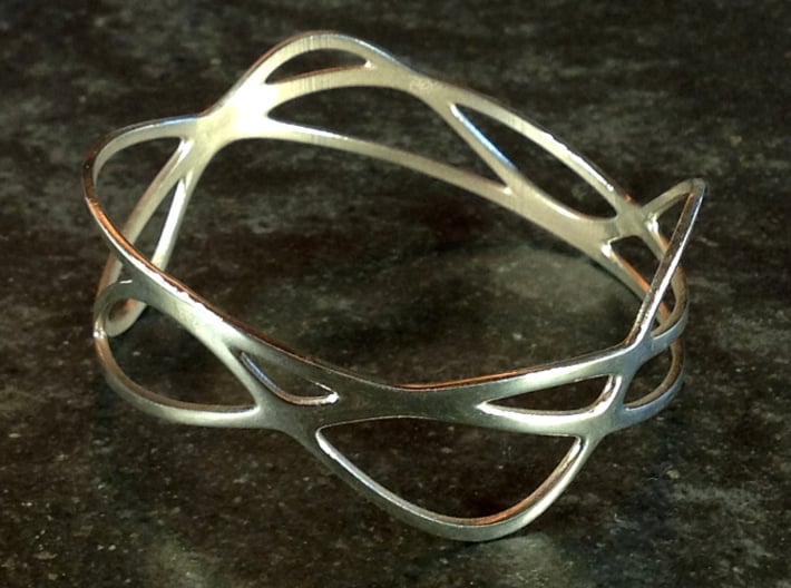 Harmonic Bracelet (67mm) 3d printed in polished silver