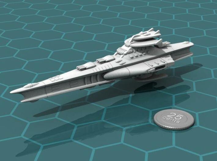 Novus Regency Battleship 3d printed Render of the model, with a virtual quarter for scale.
