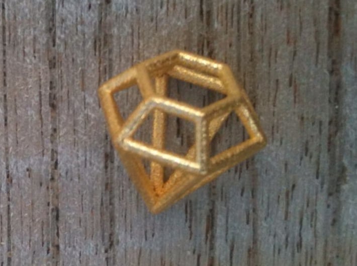 Pendant 'Diamond 3D' 3d printed 3D Diamond pendant printed in polished gold steel