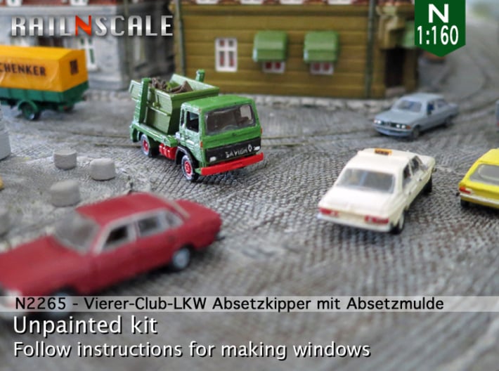 Vierer-Club-LKW Absetzkipper (N 1:160) 3d printed 