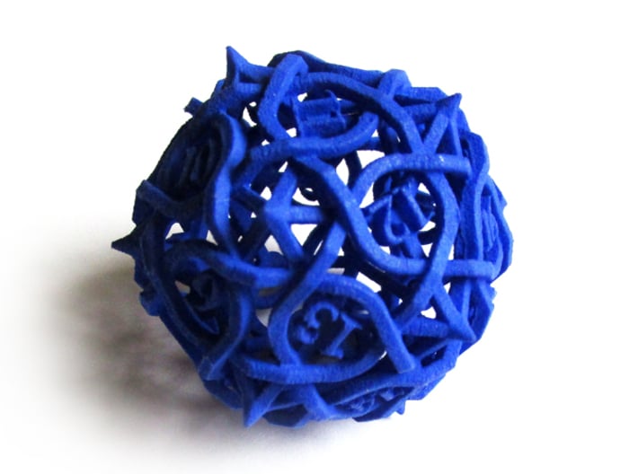 Spindown Thorn d20 3d printed In Royal Blue Strong & Flexible Polished