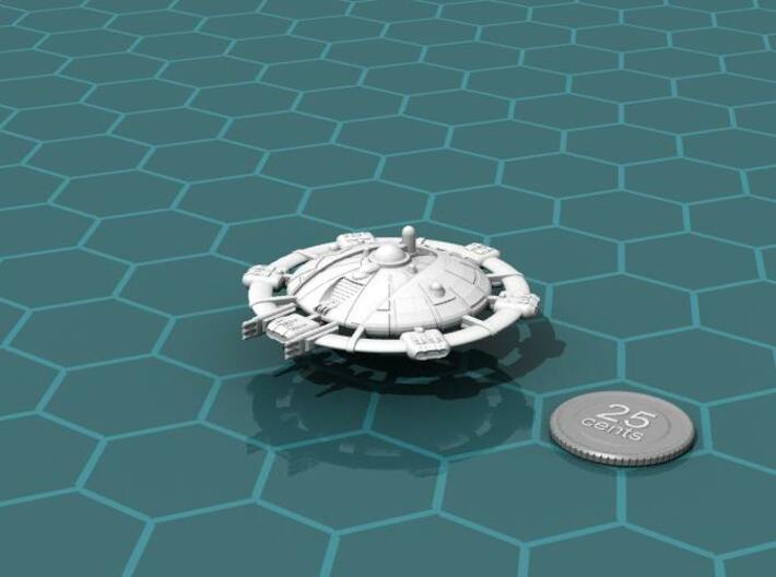Martian Tharsis class Command Carrier 3d printed Render of the model, with a virtual quarter for scale.