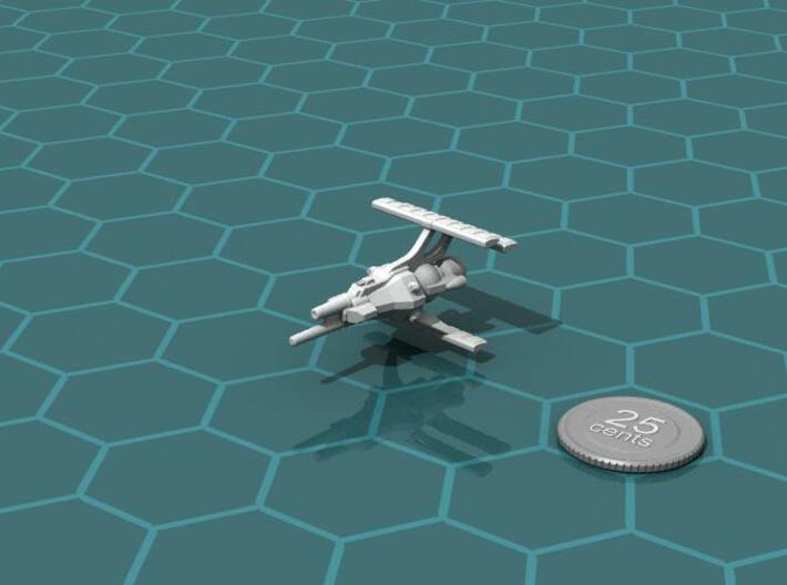 LCS Dartship 3d printed Render of the model, with a virtual quarter for scale.