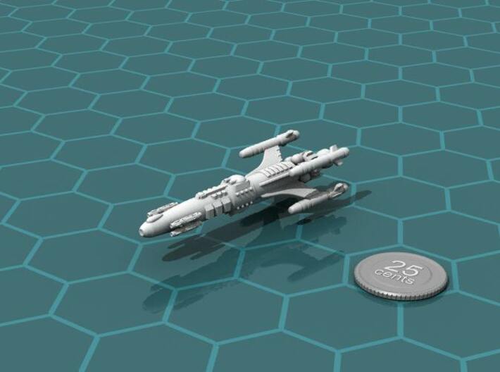 Privateer Impala Class Cruiser 3d printed Render of the model, with a virtual quarter for scale.