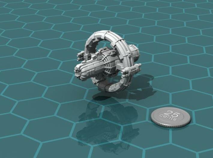 Jovian Europa class Command Carrier 3d printed Render of the model, plus a virtual quarter for scale.