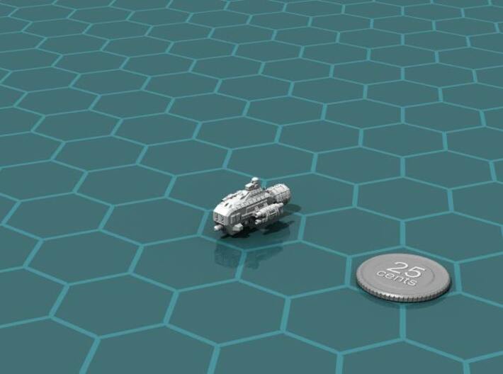 Jovian Garon class Escort 3d printed Render of the model, with a virtual quarter for scale.