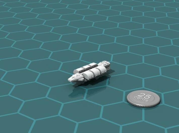 Light Freighter 3d printed Render of the model, with a virtual quarter for scale.