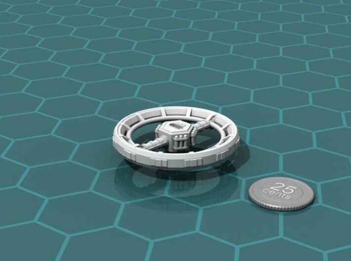 Orbital Ring City 3d printed Render of the model, with a virtual quarter for scale.