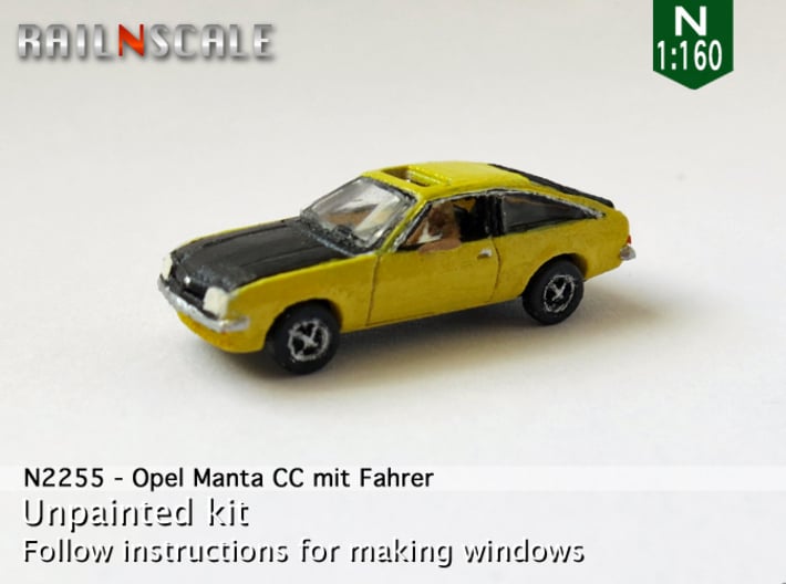 Opel Manta CC mit Fahrer (N 1:160) 3d printed