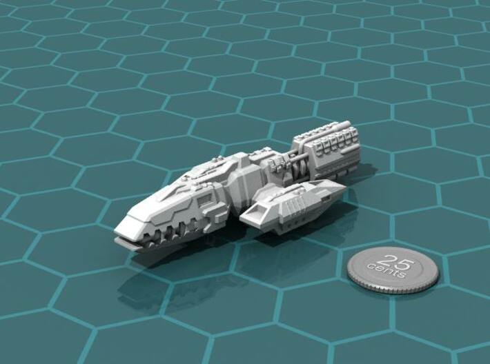Colonial Battlewagon 3d printed Render of the model, plus a virtual quarter for scale.