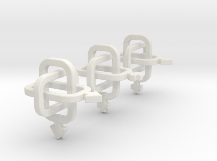 A set of equivalent Borromean rings 3d printed 