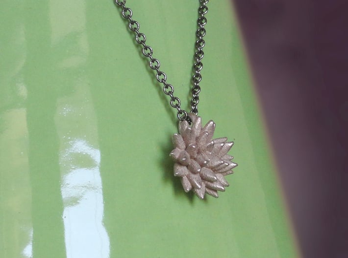 Spikey Succulent Pendant 3d printed Chain not included.