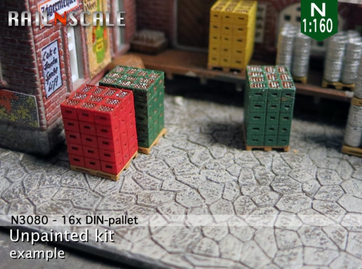 16x DIN-pallet (N 1:160) 3d printed 