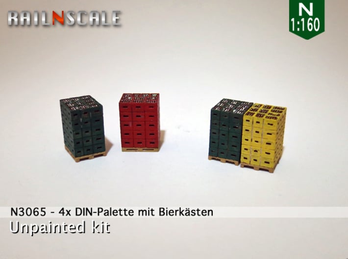 4x DIN-Palette mit Bierkästen (N 1:160) 3d printed