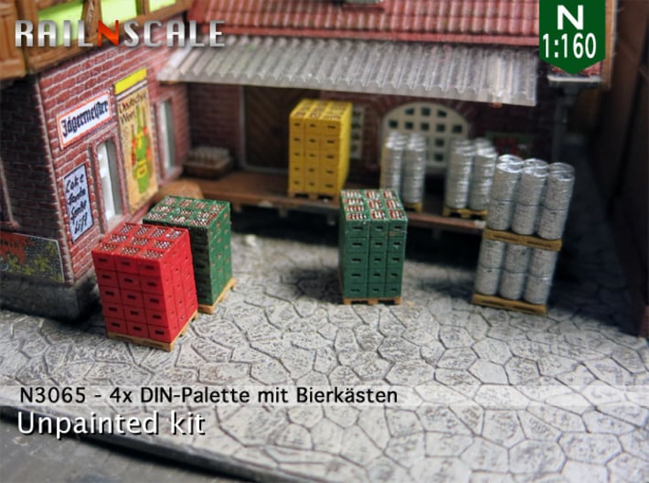 4x DIN-Palette mit Bierkästen (N 1:160) 3d printed 