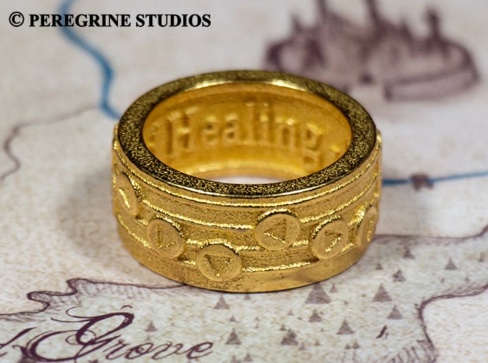 Ring - Song of Healing 3d printed Polished Gold Steel