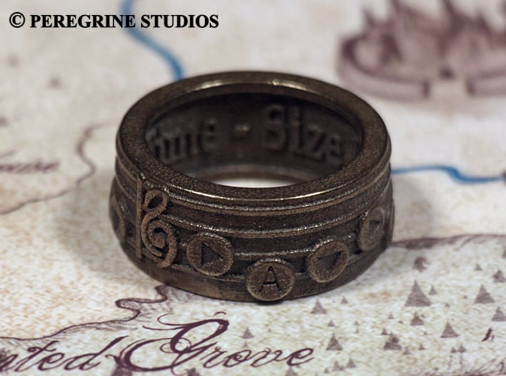 Ring - Song of Time 3d printed Polished Bronze Steel