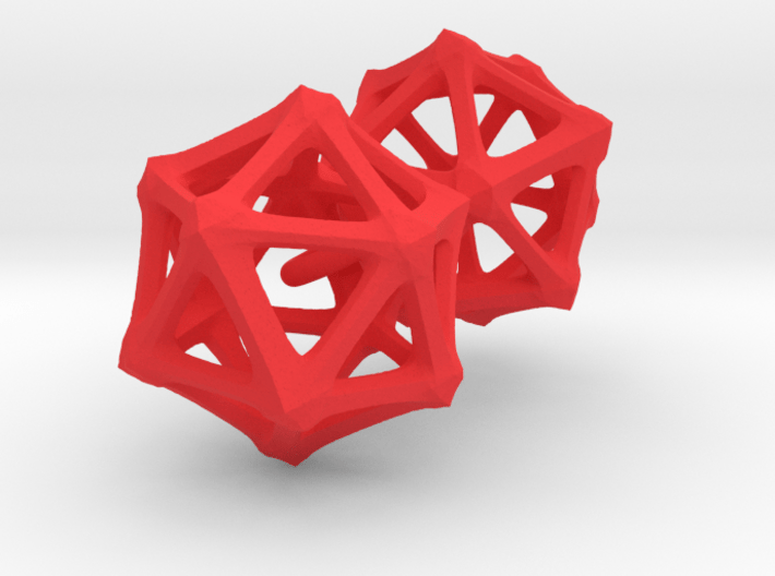 Icosahedron Earrings, bone style 3d printed 