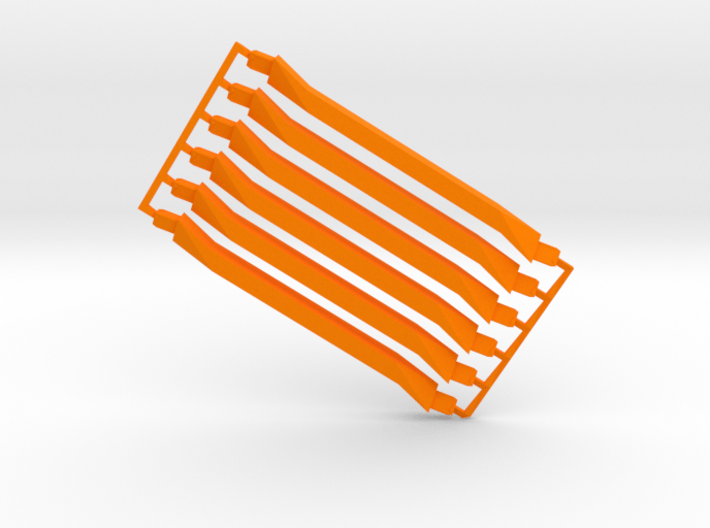6 short orange, sprued 3d printed 