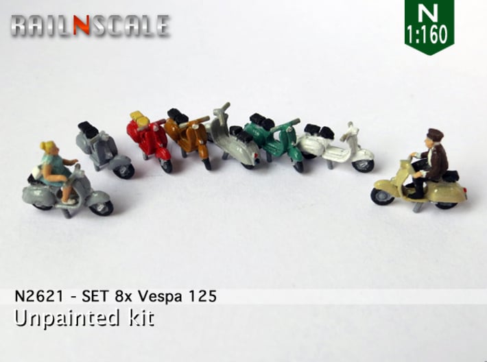 SET 8x Vespa 125 (N 1:160) 3d printed