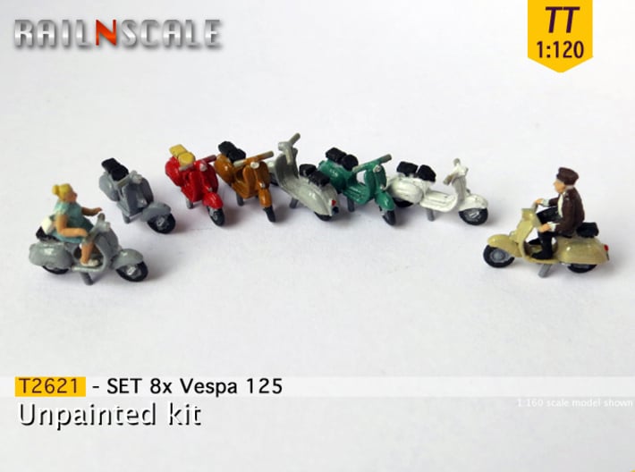 SET 8x Vespa 125 (TT 1:120) 3d printed 