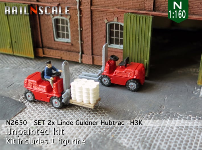SET 2x Linde Güldner Hubtrac H3K (N 1:160) 3d printed 