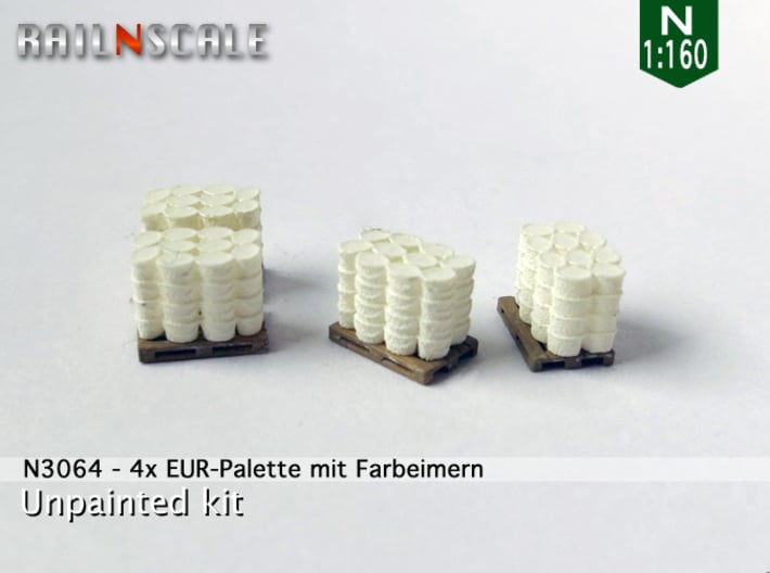 4x EUR-Palette mit Farbeimern (N 1:160) 3d printed