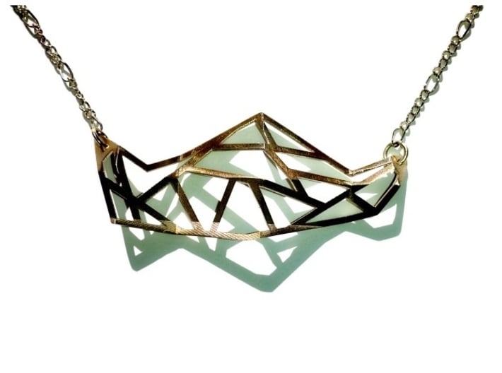 FabGeo Necklace 3d printed Polished Silver