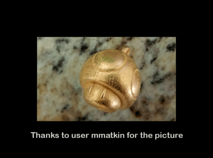 1UP Mushroom pendant 3d printed Actual product picture, shown here in polished gold steel