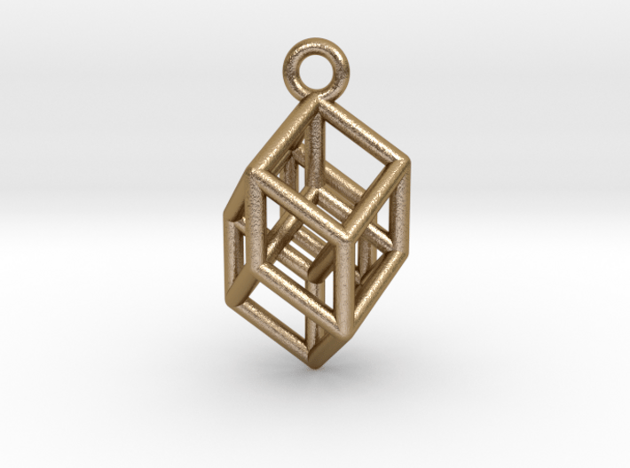 Hypercube Tesseract Pendant 3d printed 