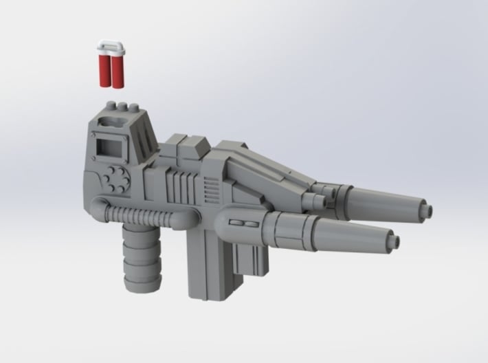 FOC Grimlock Twin Blaster 3d printed Sprue removed (gun "unloaded")