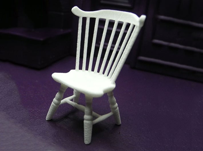 1:24 Fan Back Windsor Chair 3d printed Printed in White, Strong & Flexible