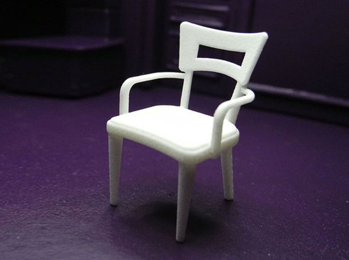 1:24 Dog Bone Chair with Arms 3d printed Printed in White, Strong &amp; Flexible