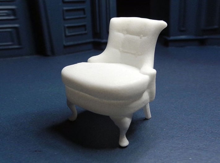 1:24 Rollback Chair 3d printed Printed in White, Strong & Flexible