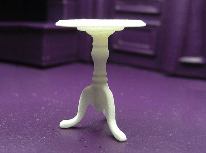 1:24 Colonial Side Table 3d printed Printed in White, Strong & Flexible