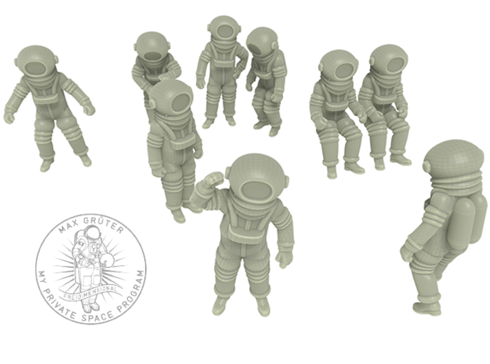 Vintage Moon Astronauts Set / 1:144 3d printed