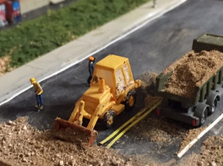 Caterpillar 416 Backhoe - Zscale 3d printed Painting and photo by John Mui