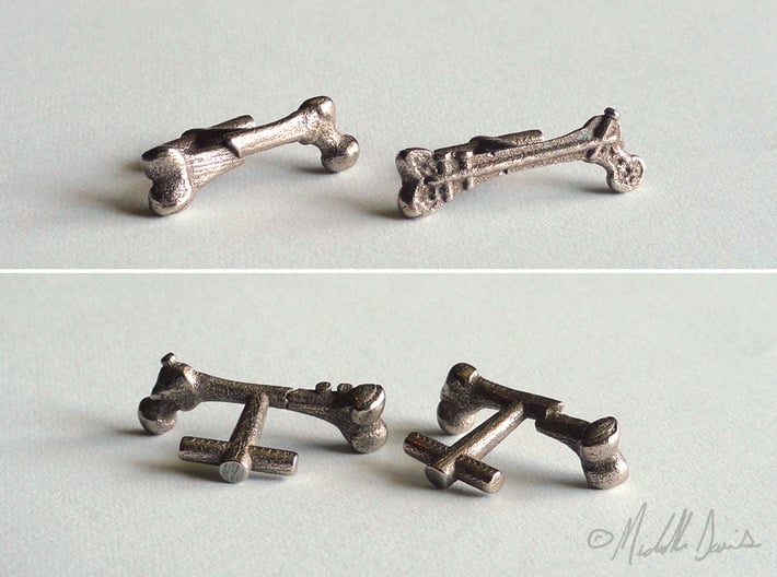 Femur Fracture and Fixation Cufflinks 3d printed 