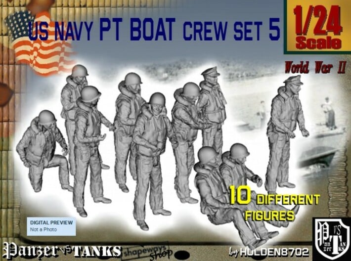 1/24 US Navy PT Boat Crew Set5 3d printed 