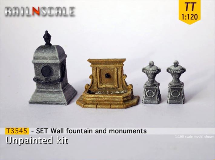 SET Wall fountain with monuments (TT 1:120) 3d printed 